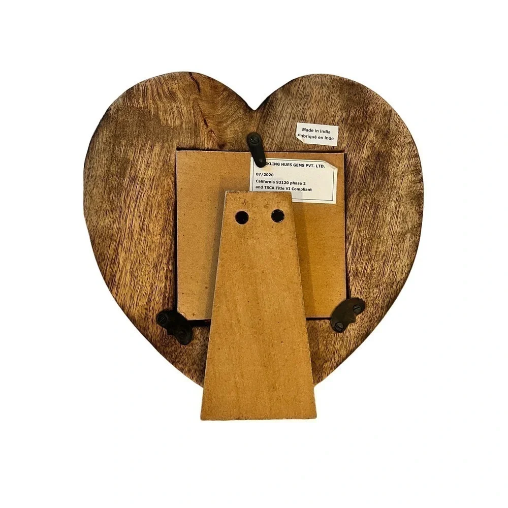 Heart Shaped Wooden Photo Frame with Beads Decoration